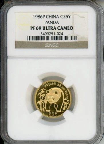 1986-P 25Y 25 YUAN G25Y PROOF GOLD PANDA 1/4 Oz. NGC PR69 PF69 CHINA SCARCE !!!