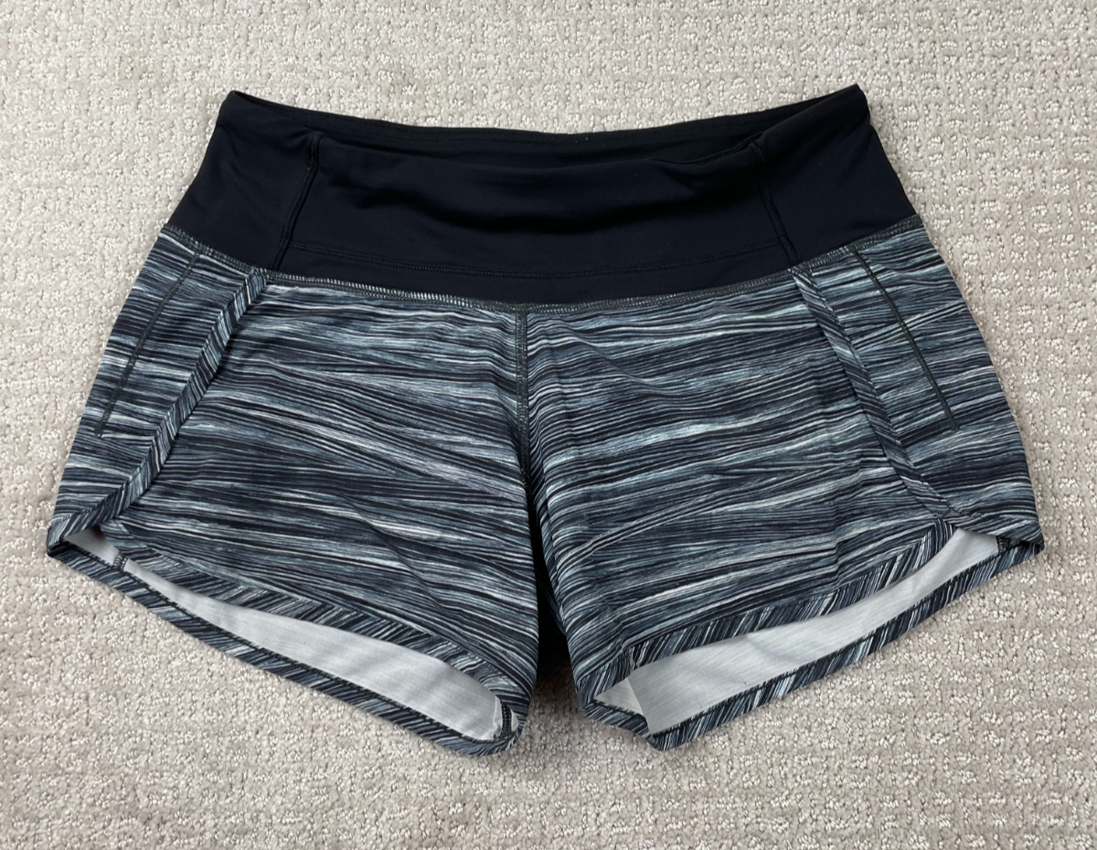 Lululemon Shorts Womens 4 Black Stripe Run Times 4