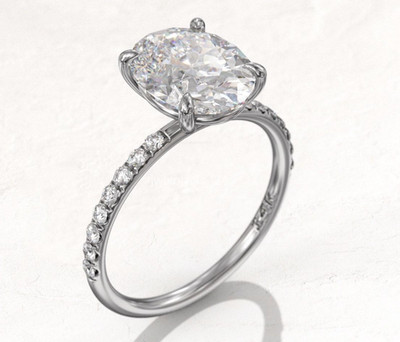 14k White Gold 2.5CT Oval Cut Lab Grown Diamond Women's Gift Ring 14k White Gold