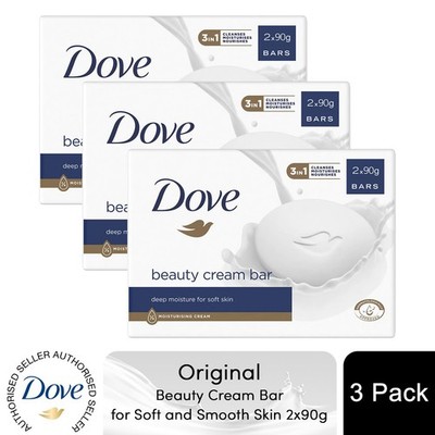 Dove Original Beauty Cream Bar Deep Moisture für weiche und glatte Haut 2x90g, 3er Pack