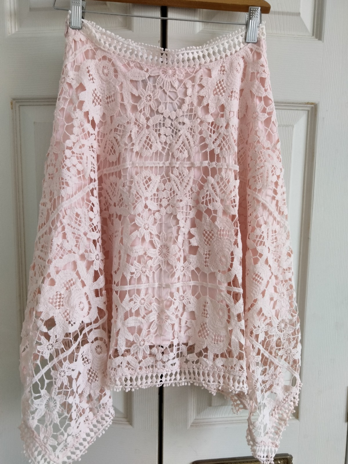 INA (final) Pink Floral Lace Overlay A-Line Skirt Women’s Size S Lined