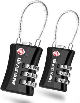 2 Pack TSA Approved Luggage Locks Cable Suitcase Travel Lock Alloy Set Your Own