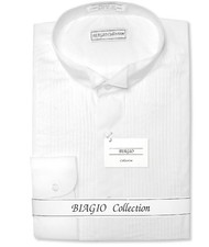 Biagio Mens 100 COTTON Solid White Color TUXEDO Dress Shirt sz 20 36/37