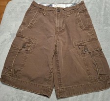 American Eagle Outfitters Youth Boys Brown Denim Cargo Shorts Size 26 Inches