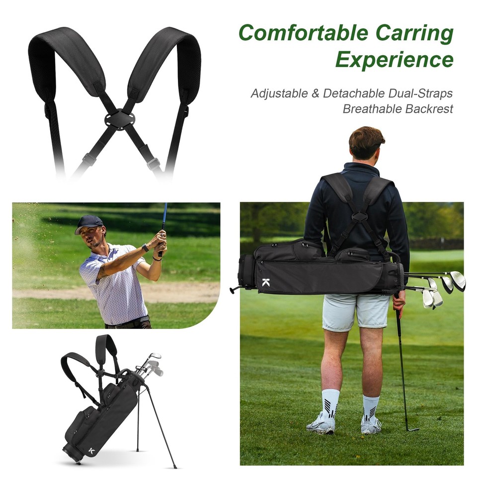 Sac De Golf Stand Bag Premium Léger - 6 Poches, 3 Séparateurs, Sangle Amovible