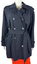 Escada Auth 6 8 US 44 IT 36 D M 100% Wool Navy Coat Jacket Button Belt Runway