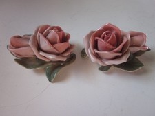 2 Antique Karl Ens Porcelain 2 Pink Roses - Made in Volkstedt Germany 1919-1945