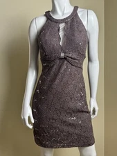 NW Nightway Women's Sequined Lace Cocktail Dress Sz 8P     (B.96)
