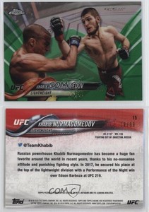 2018 Topps Chrome UFC Green Refractor /99 Khabib Nurmagomedov #15