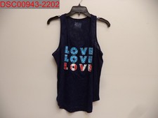NWOT- Made In The USA Juniors Burnout Navy Love Rackerback Tank, Size XL (15/17)