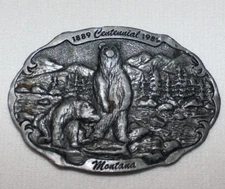 Vintage 1988 Montana Centennial 1889 to 1989 Belt Buckle Silver Limited Edition
