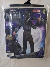 Black Panther Costume Boys Large 12-14 Black Gray Jumpsuit ONLY Avengers NO MASK