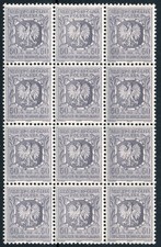 Poland – 1937, 50 gr. Consular Fee Revenue Stamps in a Block of (12) Mint NH