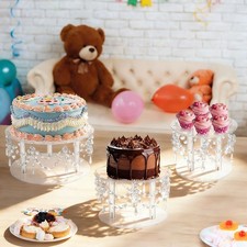 3Pcs Acrylic Round Cake Stand Set Polished Tabletop Dessert Display Stand Decor