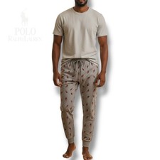 Polo Ralph Lauren Men Pajama Pants All Over Bear Print Gray XL Loungewear