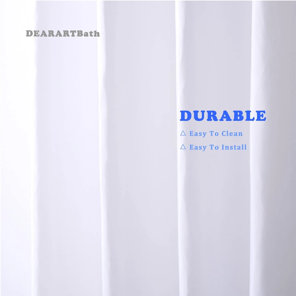 DEARARTBath Rideau de Douche Blanc Pur, 180cm W × 180cm L Tissu Rideau de Dou... - Photo 4/4