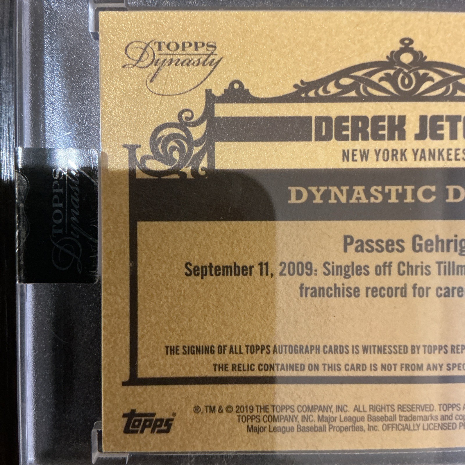 2019 Topps Dynasty # DAP-DJ2 Derek Jeter 1/1 auto patch game used  view 5