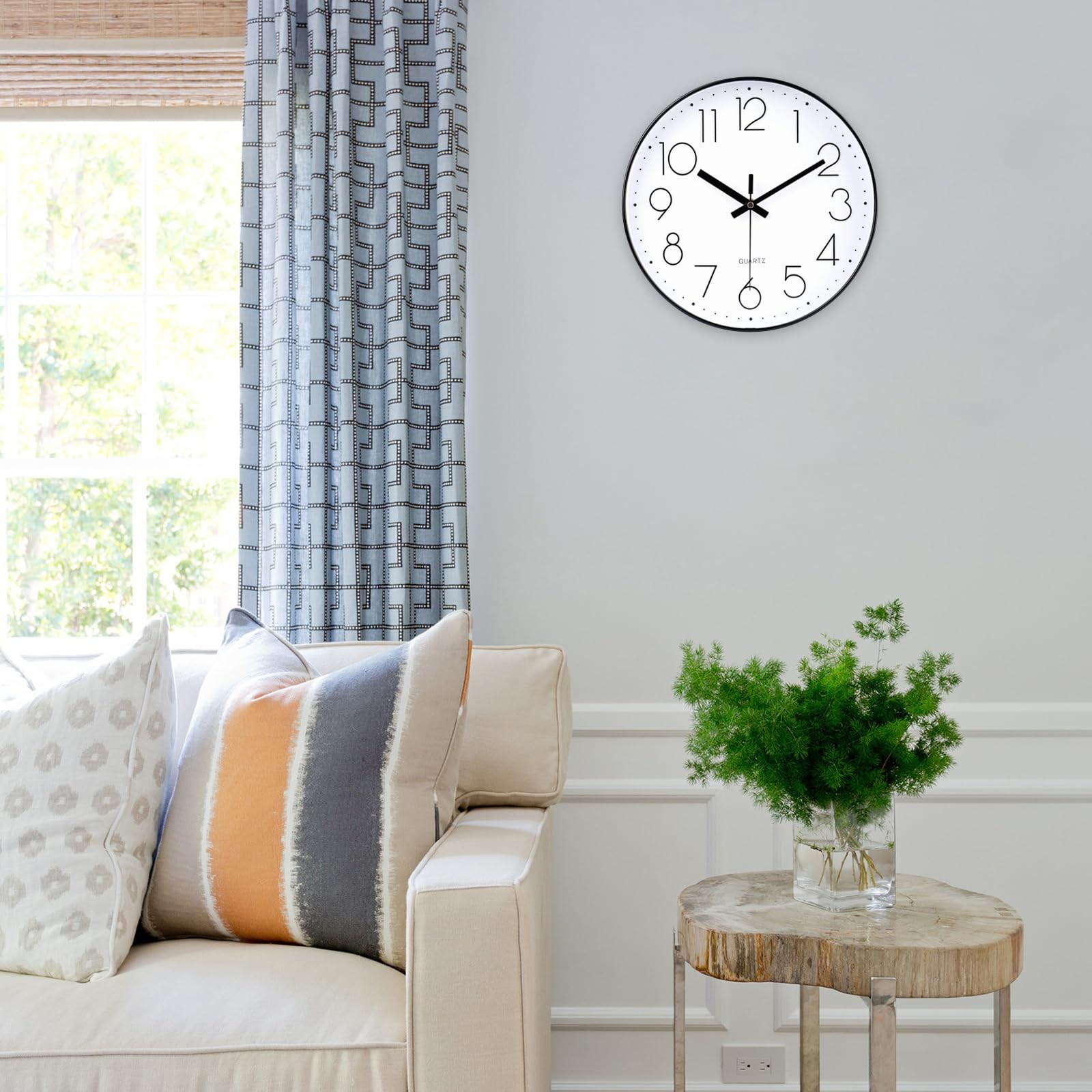 8 Inch Small Black Wall Clocks Silent Non Ticking Battery Operated