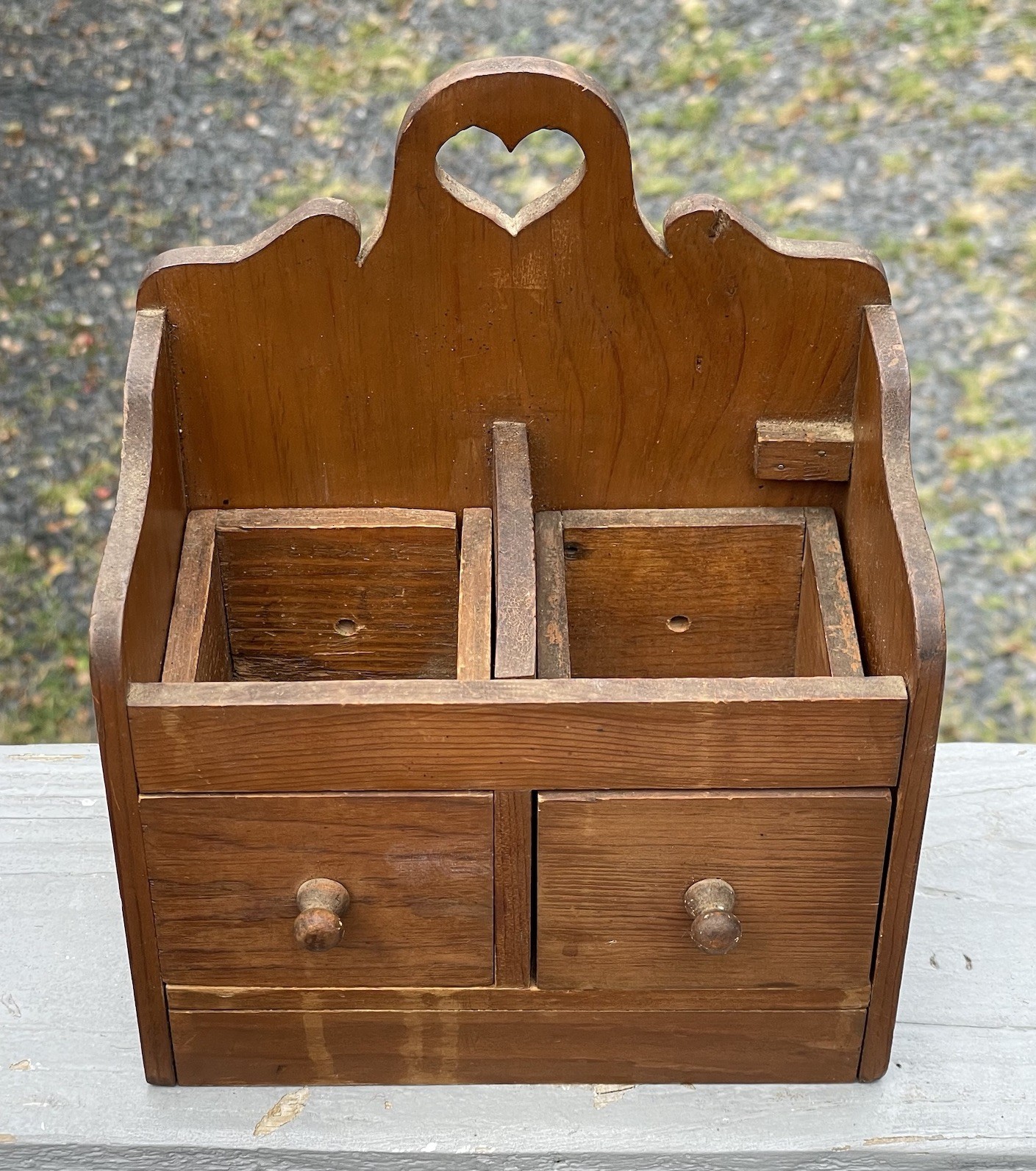 20th C. Vintage Primitive Wall Hanging Spice Cabinet Drawer Box Rustic Americana