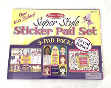 Melissa  Doug Super Style Sticker Pad Set 3-Pad Pack 1100 Sealed 8431