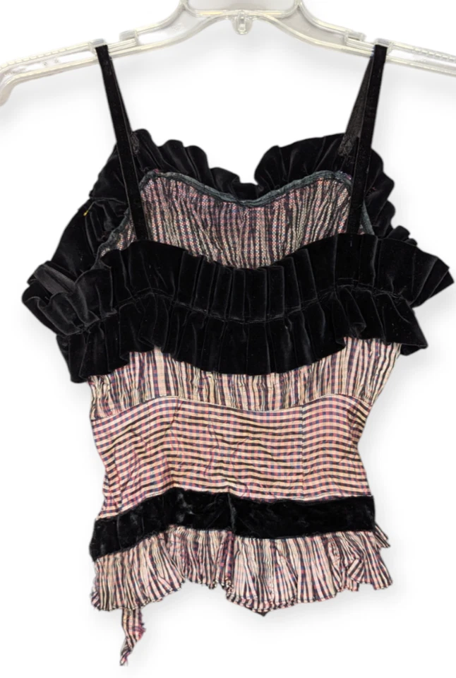 Vintage Original Junior by Bernard's Gingham & Velvet Lolita Top Size Small Jrs - Image 4 of 4