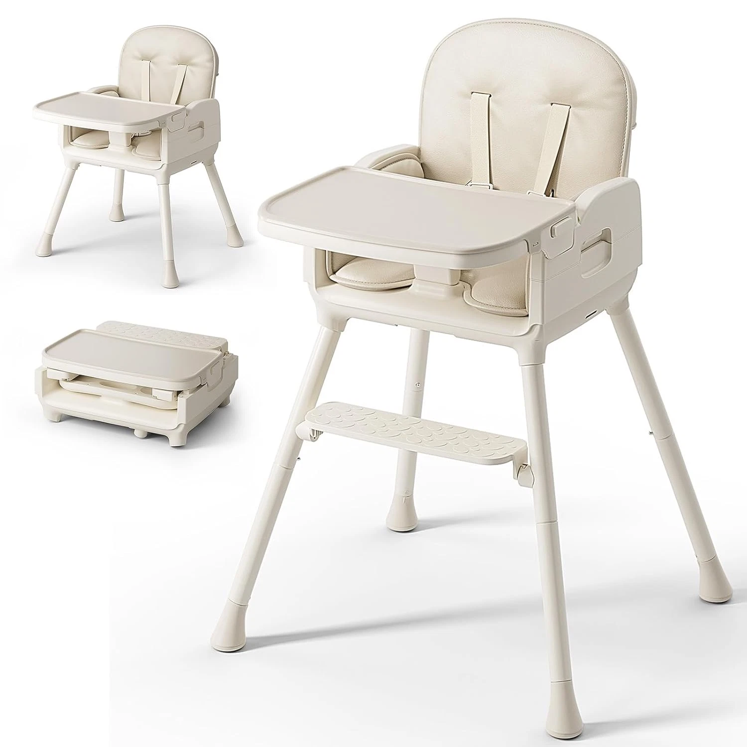 3-In-1 Portable Baby High Chair for Babies and Toddlers, Convertible Easy Clean
