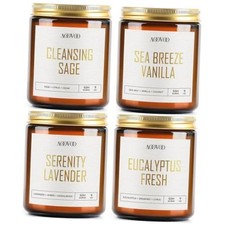 Scented Candles - 4PC Candle Set, 36 oz Soy Lavender/Vanilla/Eucalyptus/Sage
