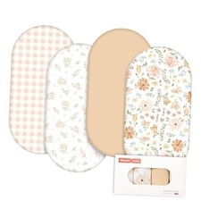 Bassinet Sheets 4 Pack, Breathable Cozy Fitted Mattress Pastoral Whispers
