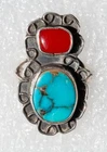 Vintage MEXICO SOUTHWEST Turquoise Red Carnelian STERLING SILVER RING Sz 7 3/4