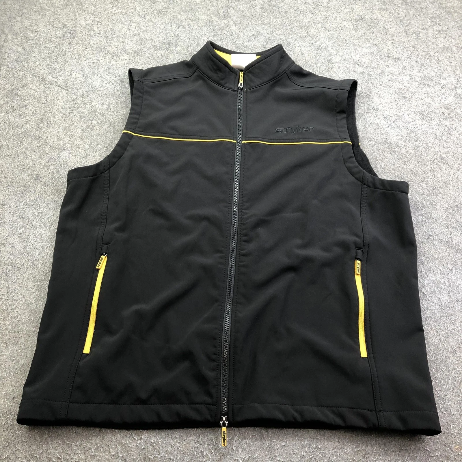 Stryker Vest Mens XL Black Softshell Full Zip Lined Pockets Outdoor Workwear