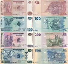 Congo DR 4 PCS Set: 50 to 500 Francs (03.06.2013) - p97A, p98b, p99b, p96 UNC