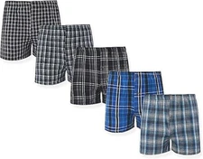 JAKE & CO. Men's Multi-Pack Woven Boxers, Assorted 5-PK