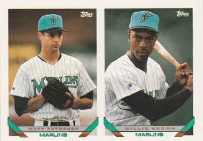 FREE SHIPPING-MINT-1993 Topps  497 Matt Peterson Willie Brown Miami Marlins 