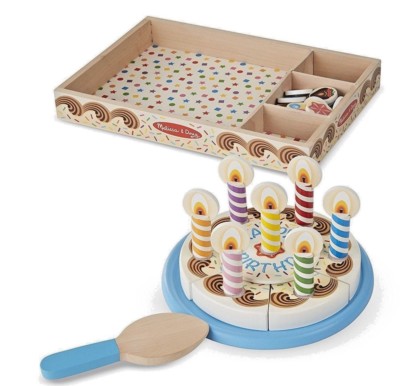 Melissa & Doug Birthday Party Pretend Play Cake Wooden Food With Toppings MD-511