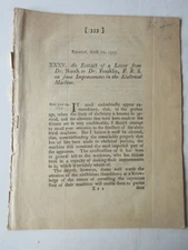 Letter Extract Dr. Nooth to Ben Franklin on Improvements to Electrical Machine