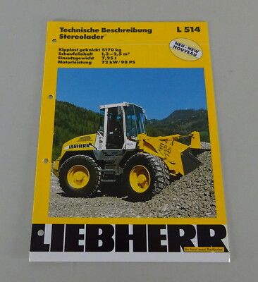 Brochure Liebherr Wheel Loader L 514 Technical Data Stand 11/1998