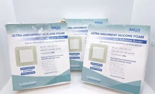 THREE BOXES Ultra-Absorbent Silicone Foam Dressing with Border Waterproof 4" X 4
