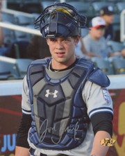 JOSH BREAUX SIGNED 8x10 YANKEE PHOTO CATCHING PROSPECT CHARLESTON RIVERDOGS AUTO