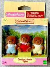 Sylvanian Families Chocolate Labrador Triplets Calico Critters NEW Lab CC1452