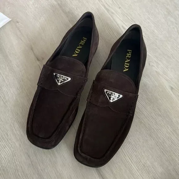 Prada top loafers suede