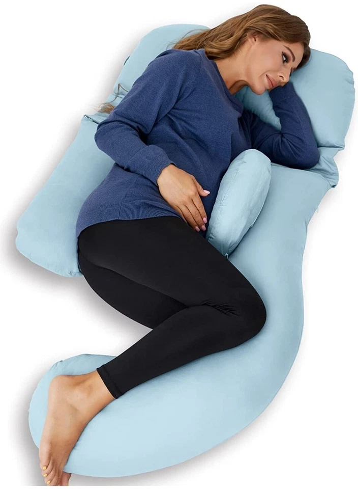 Almohada de maternidad embarazo funda de algodón lavable en forma de G almohada desmontable Foto 3 de 4