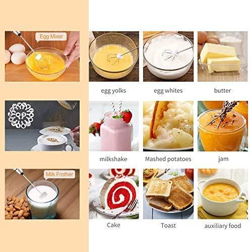 Milk Frother Handheld, Gbivbe Rechargeable Whisk Drink Mixer for Coffee with Art