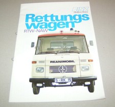 Prospekt / Broschüre Mercedes-Benz T2 Rettungswagen Notarztwagen - Ausgabe 1980