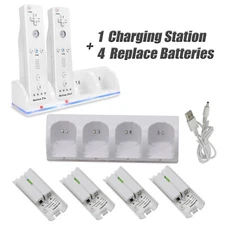 4 Rechargeable Batteries Charger Dock Station For Nintendo Wii Remote Controller