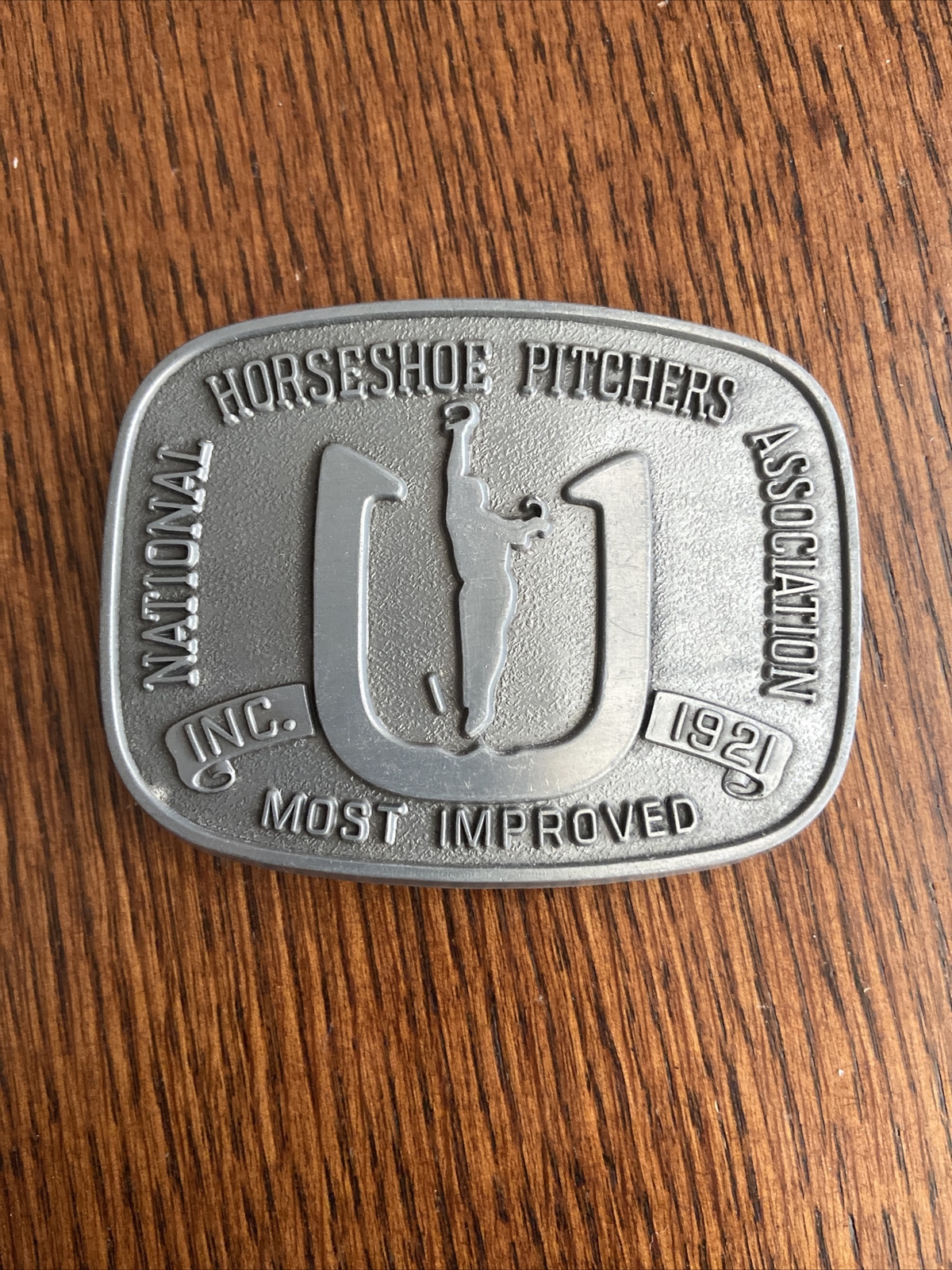 VTG National Horseshoe Pitchers Association Belt Buckle NHPA Most Improved eBay