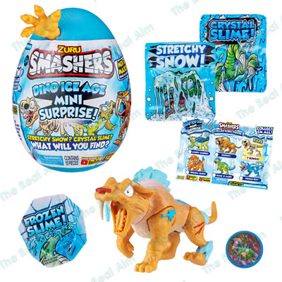 Smashers Dino Ice Age Mini Surprise Egg Dinosaur, Crystal Slime or Stretchy Snow