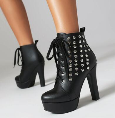 Womens Lace Up Point Toe Ankle Boot Stiletto Heel Chelsea Boots Stage Party  Shoe | eBay