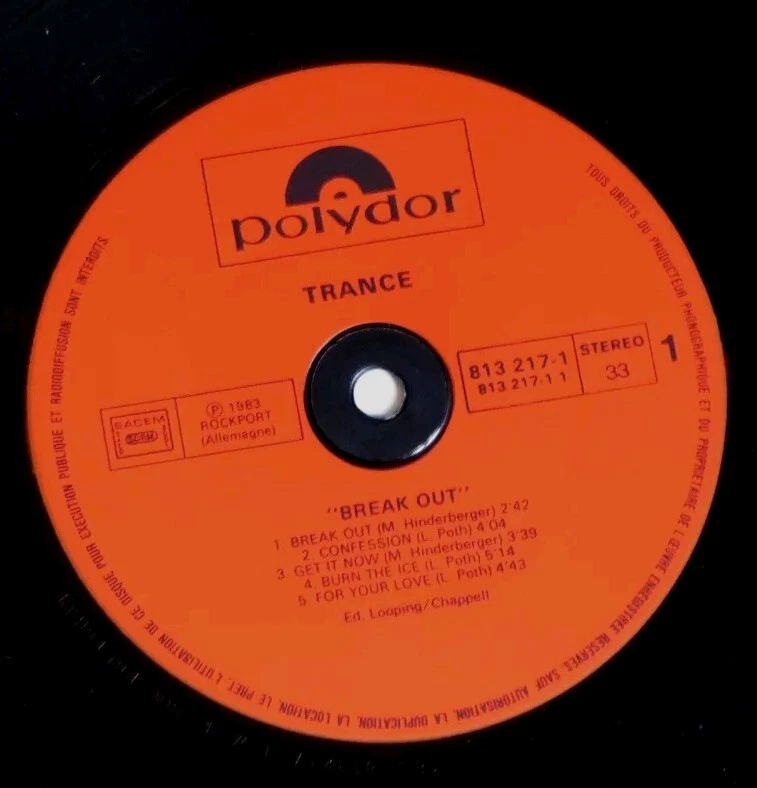 TRANCE - Break out - Vinyle LP / 33T ( 1983 ) - Photo 3/4