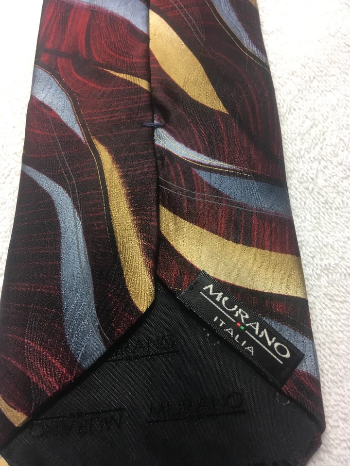 MURANO MENS TIE BURGUNDY WITH GOLD AND GRAY 4 X 61 - Image 4 of 4