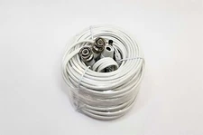 CCTV Security Camera Cable Dual BNC to DC Power 20 AWG 60 Feet White NEW